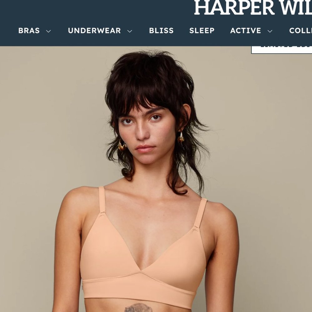 Harper Wilde 'The Bliss Triangle' bra, grapefruit color, size L